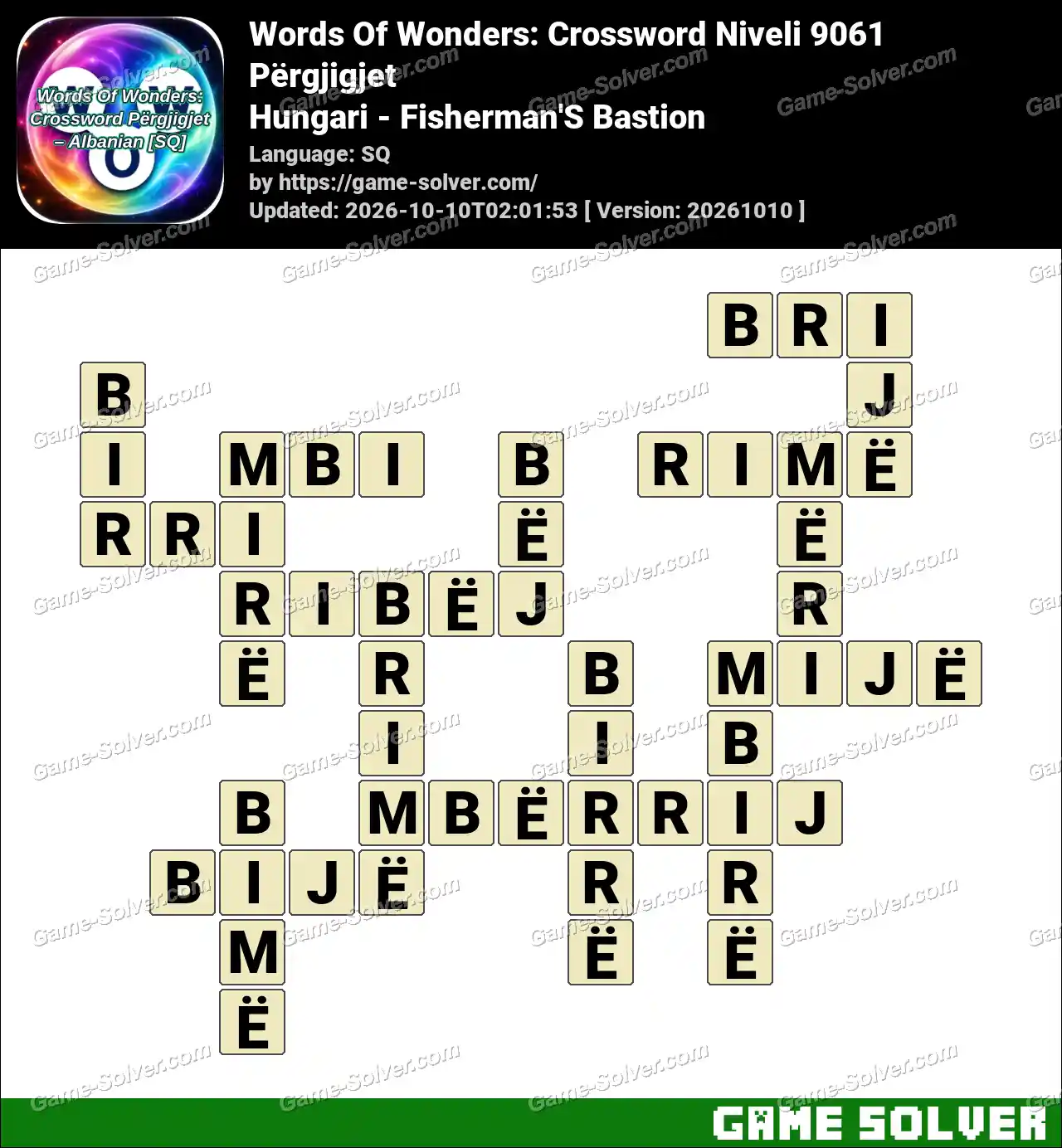 Words Of Wonders: Crossword Niveli 9061 Përgjigjet – Hungari – Fisherman’S Bastion